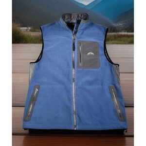 VTG GoLite Full Zip Water Resistant Fleece Vest Men L Blue Breathable Lined-EUC